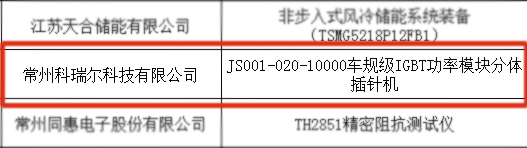 科瑞爾車規級IGBT功率模塊分體插針機入選2023年江蘇省首臺（套）重大裝備  擬認定名單(圖2)